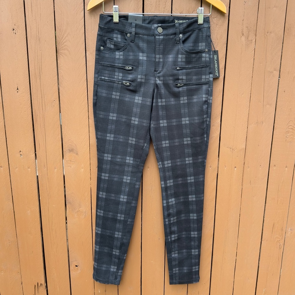 Blank NYC | NWT Charcoal The Bond Plaid Mid Rise Skinny Pants Size 25